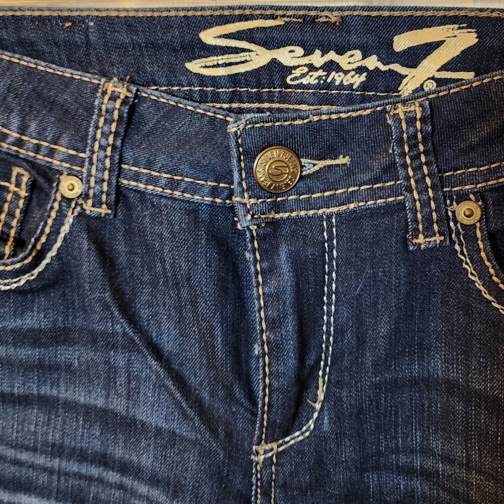 Seven7 Womens Dark Wash Embroidered Flap Pocket Bootcut Jeans Size 6 NWT - Picture 4 of 9